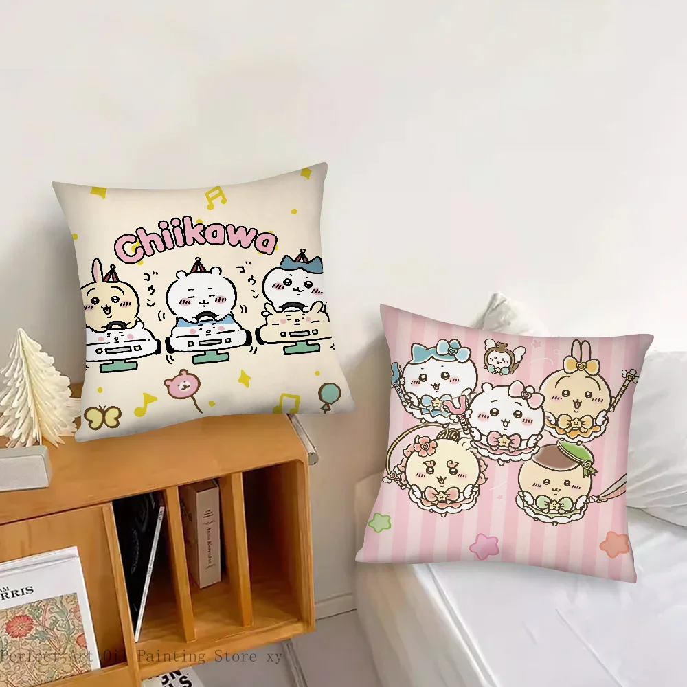 Cute Cartoon C-Chiikawas Pillow Case Fashion Square Pillowcase Bedroom Sofa Room Ins Decoration Leisure Cushion Cover 40x40