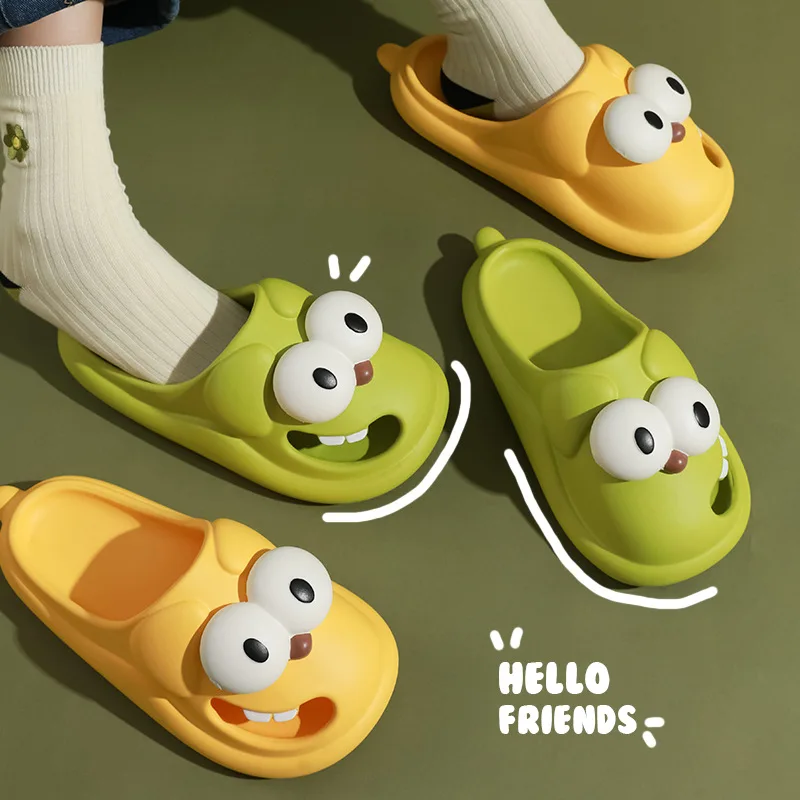 

Women's Slippers Summer Beach Cloud Big eyes dog cartoon Kawaii slides Sandals Funny Flip Flops indoor Outdoor Soft Non Slip