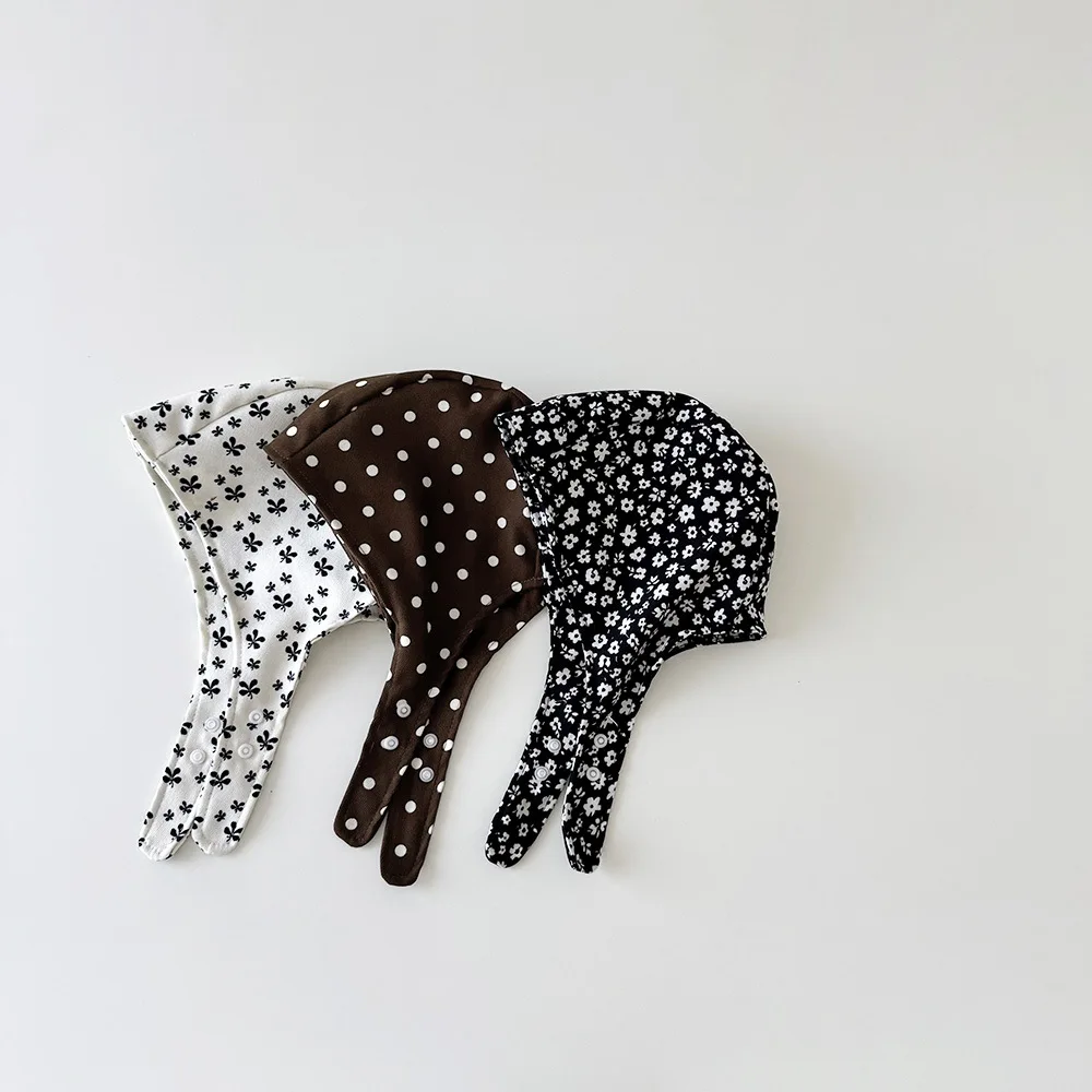 秋の女の赤ちゃん帽子花水玉プリントビーニーレトロ子供帽子韓国幼児プリンセスアクセサリー 1-3 歳