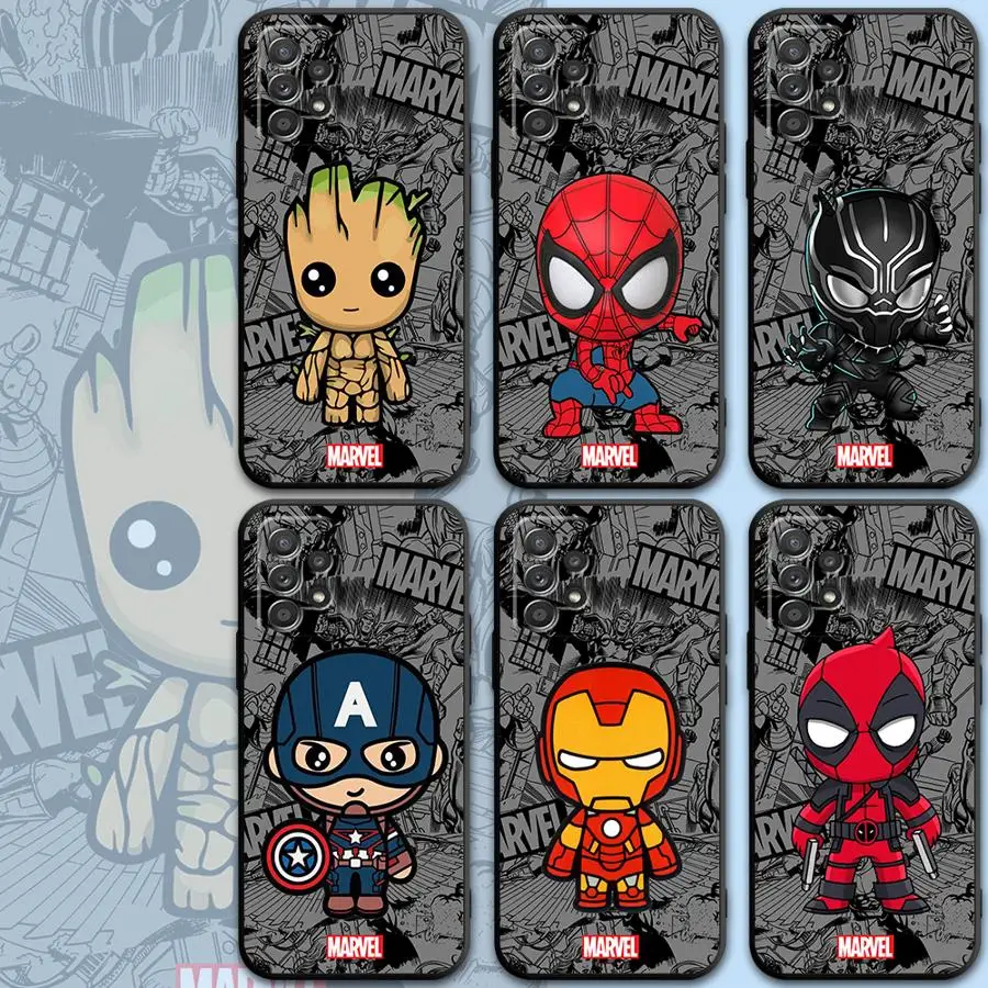 Cartoon Marvel Groot Spiderman Case for Xiaomi Redmi 12C 9 9A 9C 9T 10 10C 13C 10A 12 13 A3x A3 K40 Pro A1 Plus A2+ Black Cover