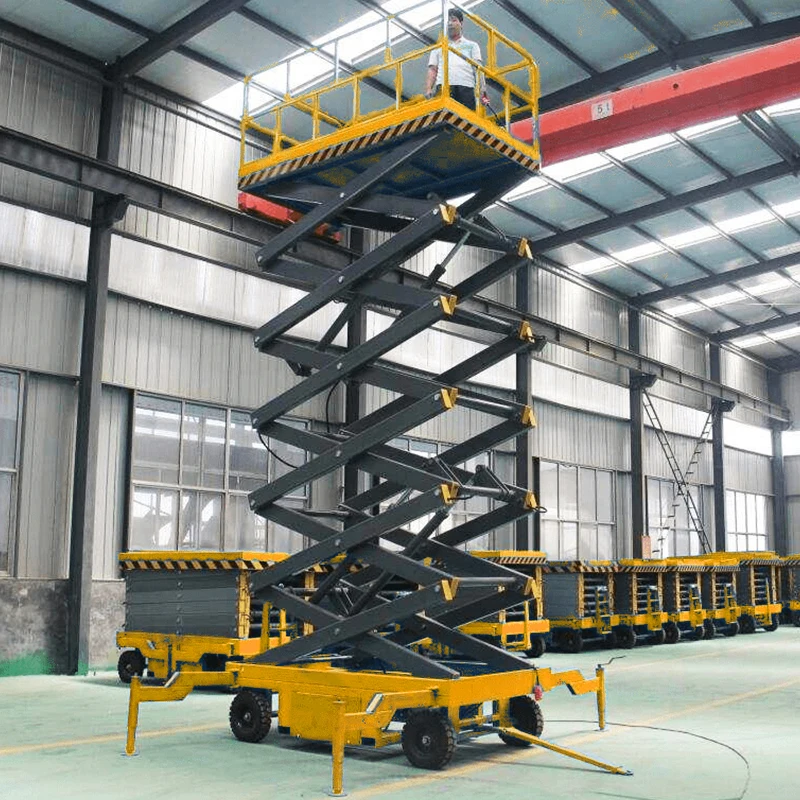 10m Traction Scissor Lift Platform | Industrial Manual Hydraulic Aerial Work Equipment