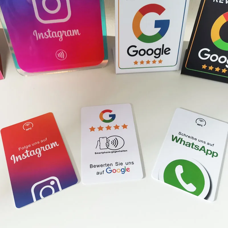 German Review Us On Google Tap Card NFC Ready To Be Activated Instantly Boost Business Reviews Google Review Tap NFC Card Tag