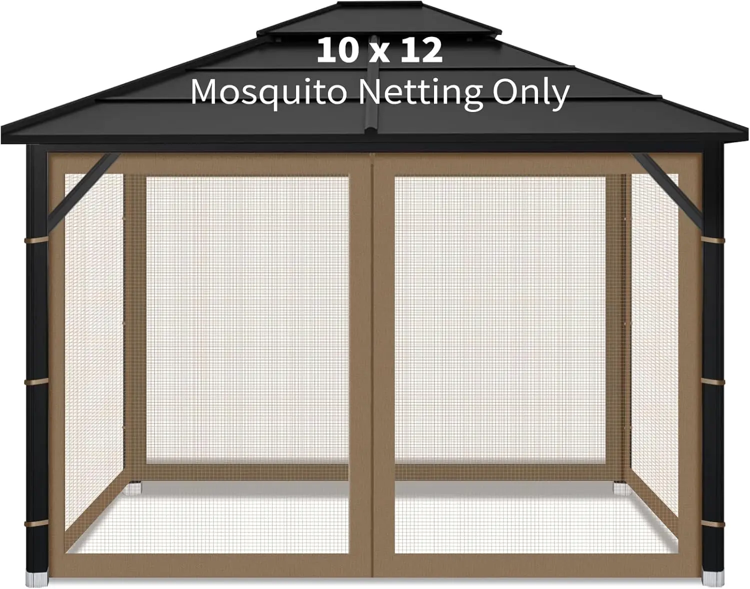

Gazebo Replacement Mosquito Netting Outdoor Universal Gazebo Canopy 4 Panels Screen Sidewalls with Zipper for Patio Garden (Brow