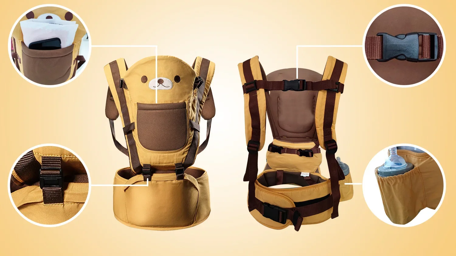 Cartoon Bear Baby Carrier Newborn Baby Front Horizontal Hold Multifunctional Baby Holding Artifact Waist Stool Carrier