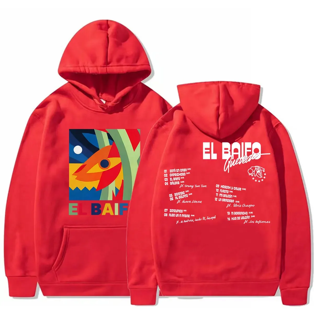 2026 Unisex Quevedo El Baifo Tour Hoodie mit beidseitigem Druck für Herren und Damen, abstrakte Kunst, Oversized Retro Streetwear Pullover-Sweatshirt – Detail 6