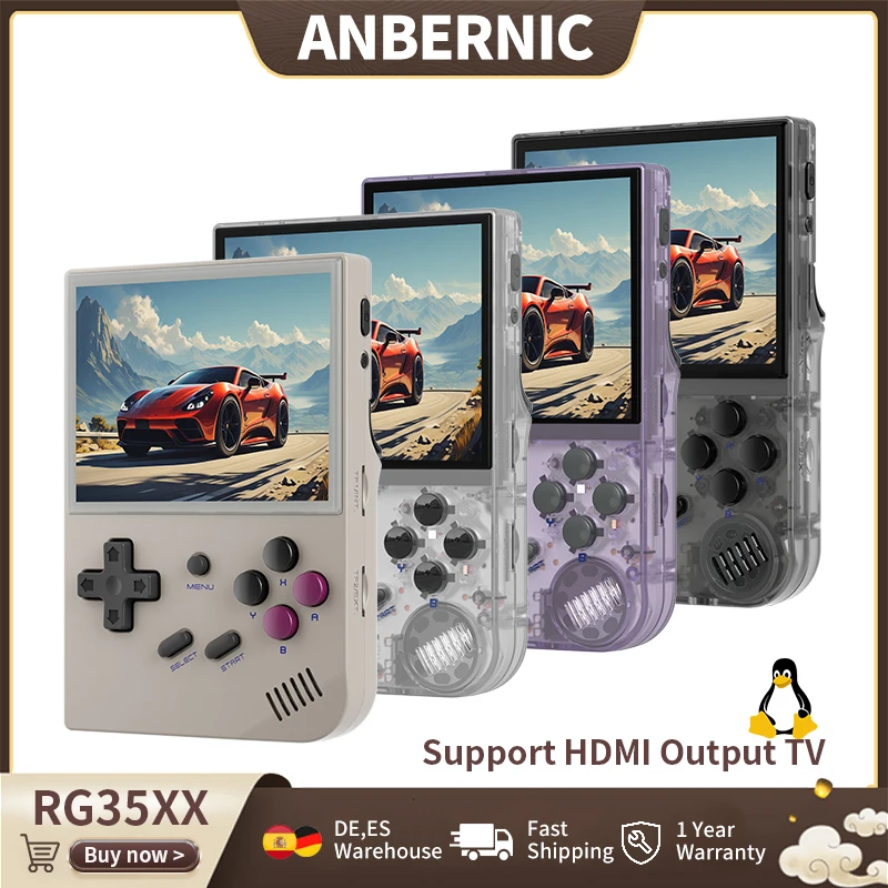 Anbernic – Console de jeu Portable rétro RG35XX, écran IPS 3.5 pouces, Linux, 64 bits, 2600mAh, lecteur de jeu Portable, prend en charge la sortie TV HD