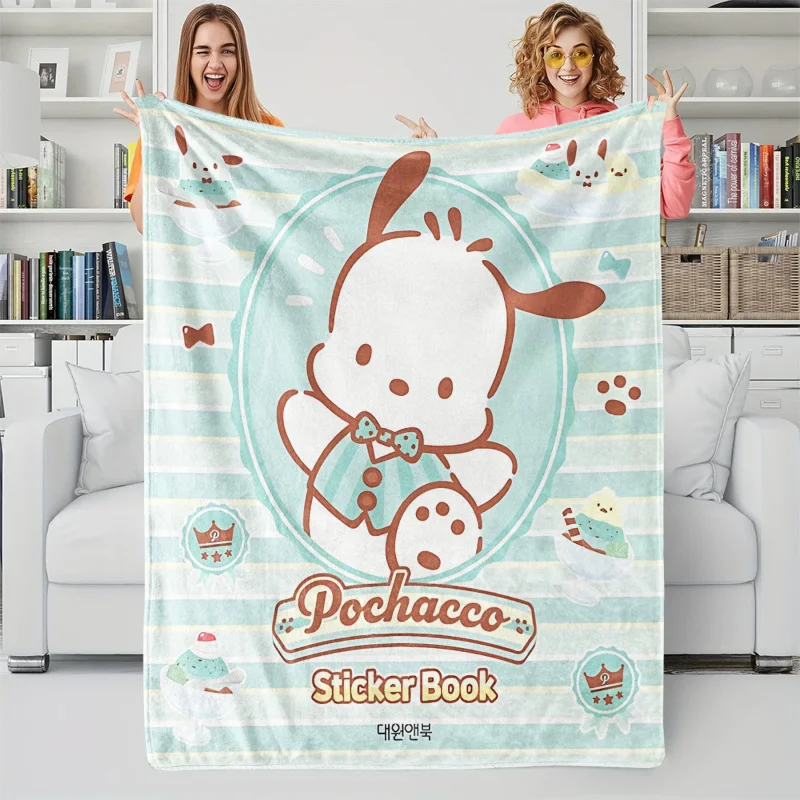 

Плед Sanrio из фланели на Рождество, милый мультяшный мягкий теплый флисовый плед для дивана, кровати, подарок на Рождество, декор для дома