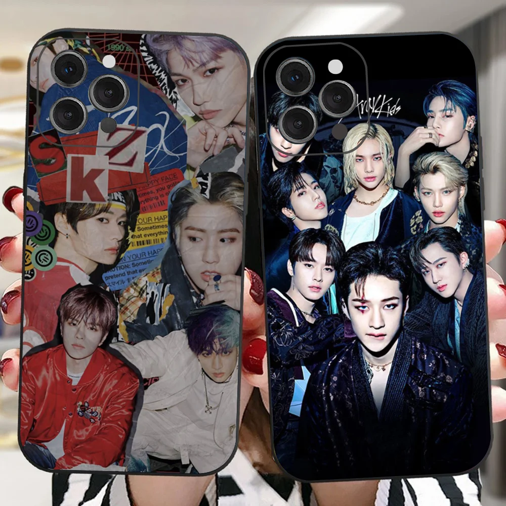 Kpop S-StrayS_K-Kids Phone Case For IPhone 16 15 14 13 Pro Max 11 12 Mini X Xs XR Se 2022 Black Silicone Cover