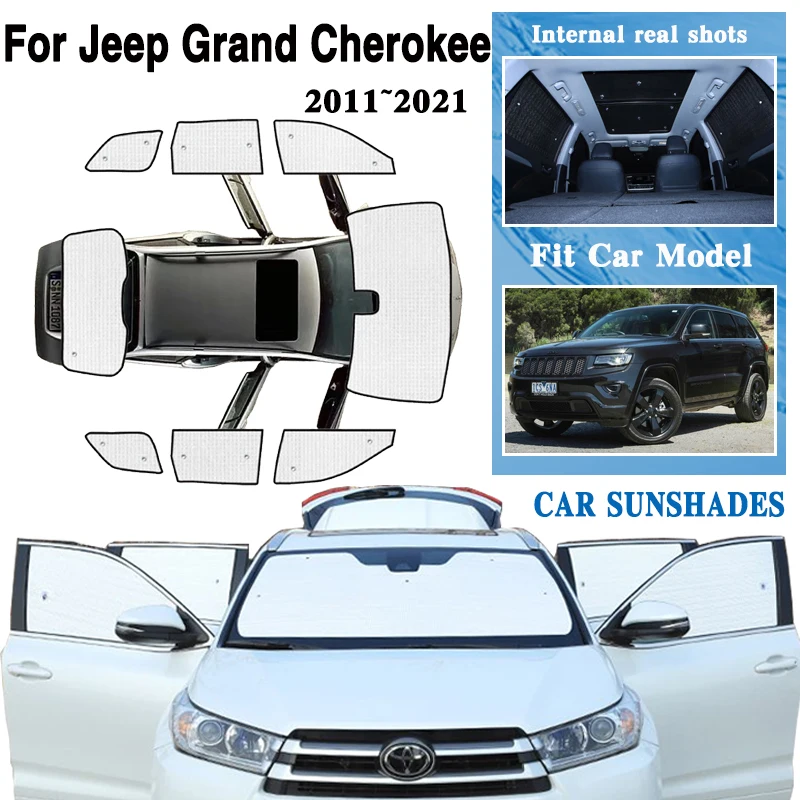 

For Jeep Grand Cherokee WK2 2011 2012 2013~2021 Car Window Shading Cover Black Slivr Sunscreen Anti-UV Sunshade Auto Accessories