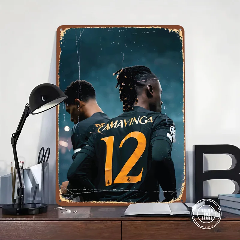 Camavinga Madrid Tinplate Poster Customized Wall Art Vintage Metal Signs Retro Tin Plaque for Aesthetic Room Decor Men Man Cave