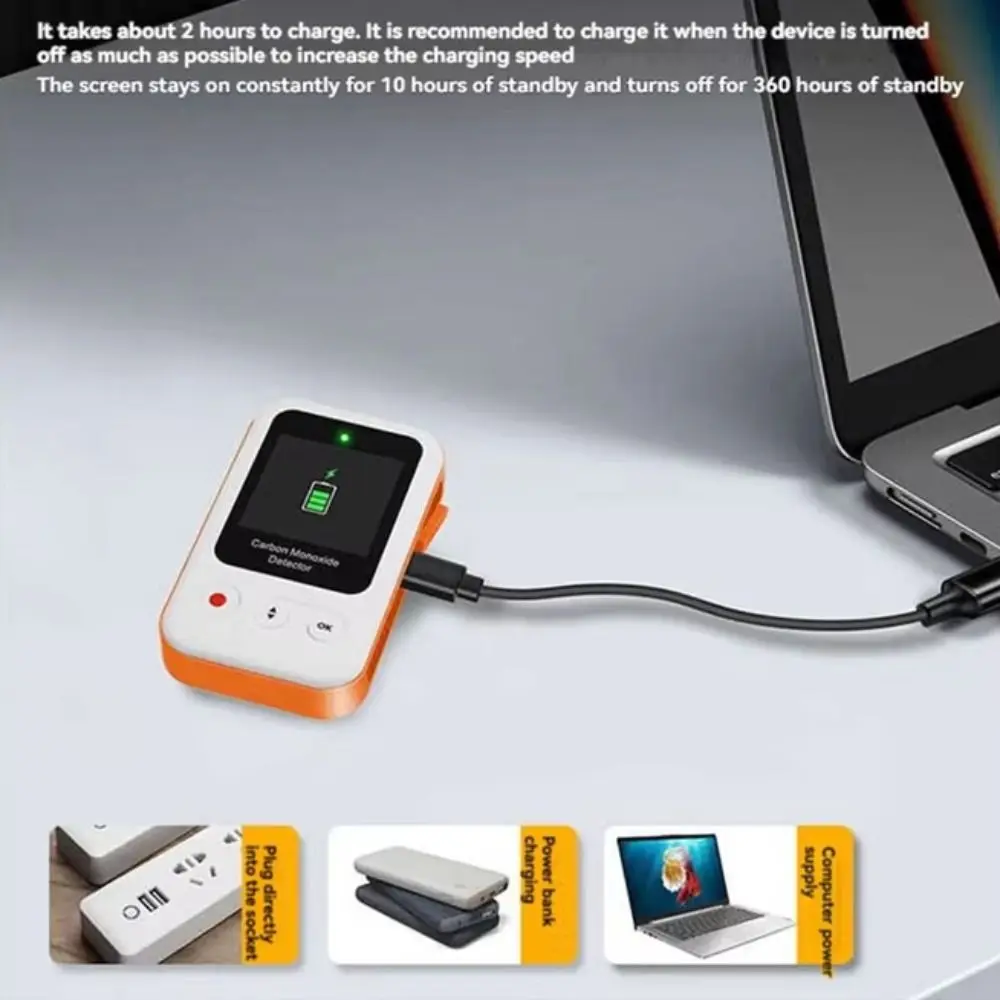 High Sensitivity Carbon Monoxide Detector High Definition LCD Display CO Detector Alarm Rechargeable Safety Monitor