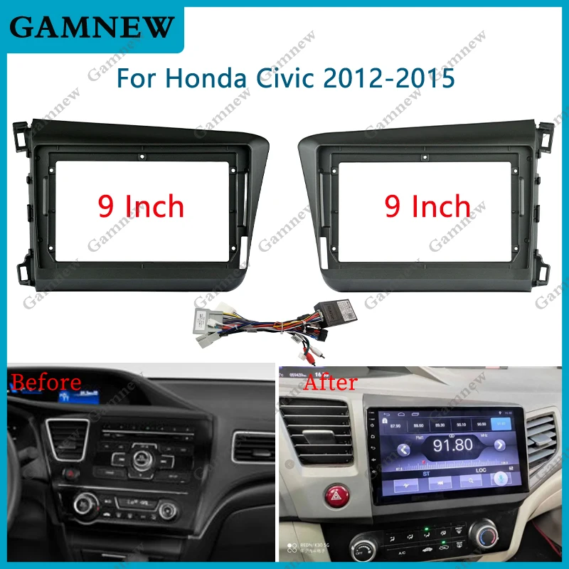 9 Inch Car Radio Fascia Frame 2DIN Install Panel Dashboard For 2012-2015 HONDA CIVIC