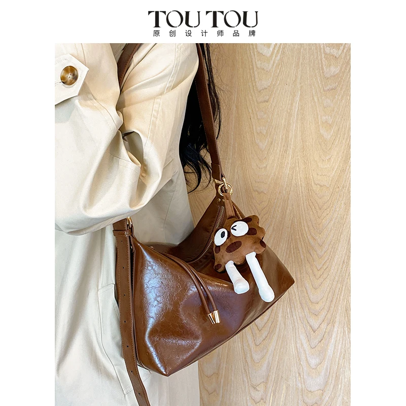 TOUTOU Women Tote Bag Original Designer Simple Texture Large Capacity Crossbody Bag Leisure Commuting Versatile One Shoulder Bag