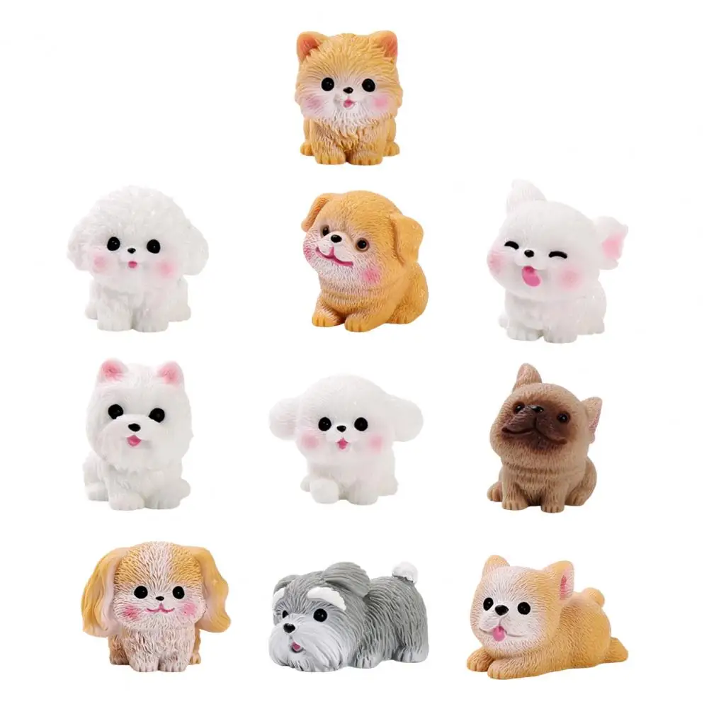 Mini Resin Figurines Small Gifts for Craft Lovers 2pcs Mini Dog Figurines Set Cute Resin Puppy Figures Small Dog for Micro