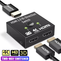 2 Port HDMI-compatible 2.0 switch 4K 2x1 1X2 bi directional switcher 2 input 1 output splitter for PS3/4 TV box switcher adapter