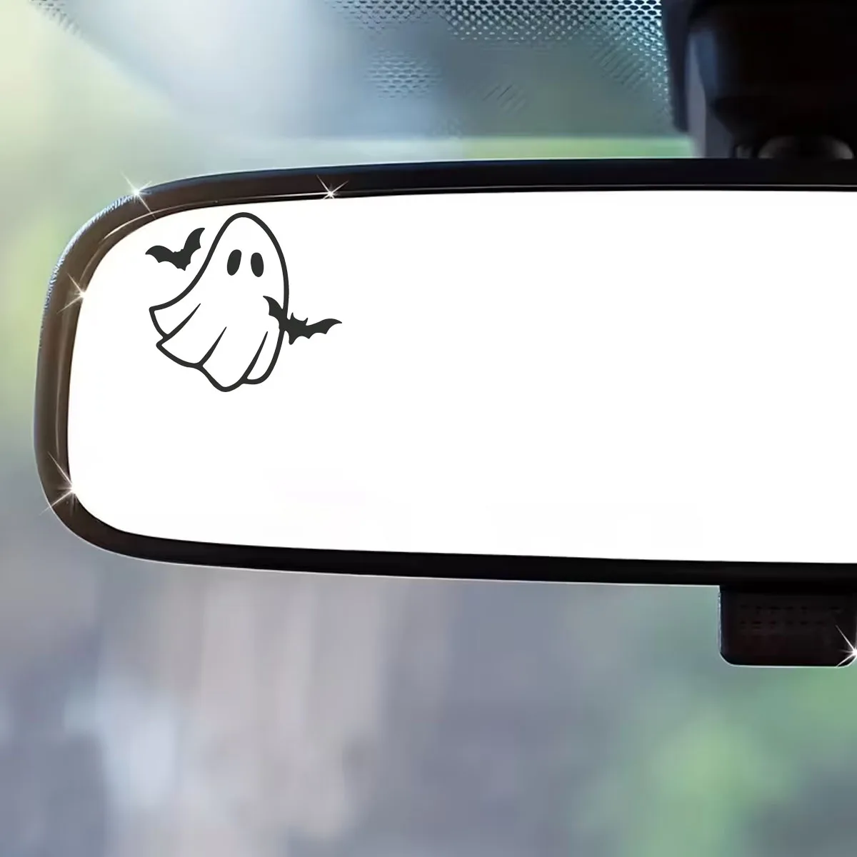 Festive Halloween Car Mirror Decals - Cute Ghost & Bat Stickers - Vinyl