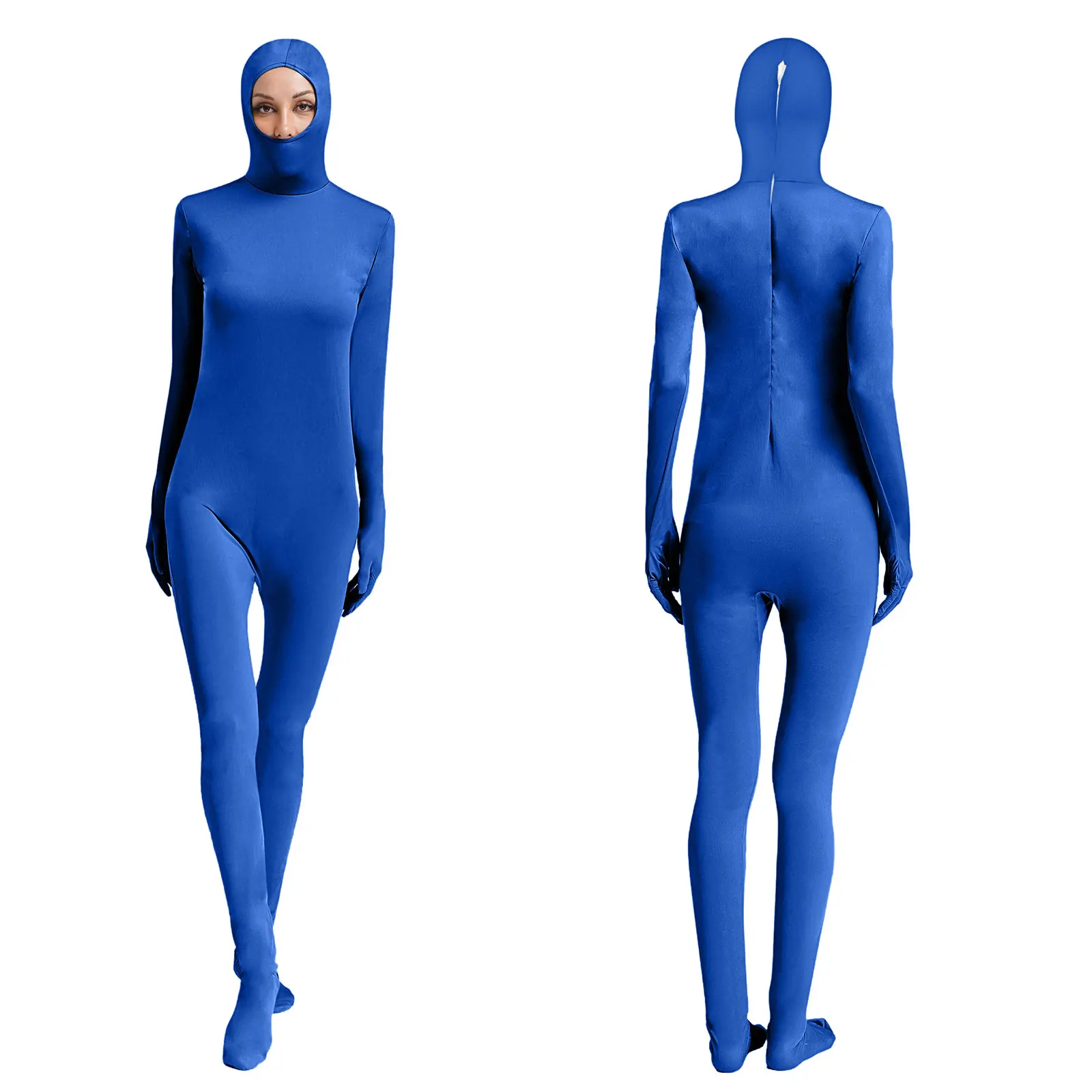 Unisex Adult Solid Color Bodysuit Back Zipper Close-Fitting Jumpsuit Full Body Leotard Gymnastics Acrobatics Dance Performance