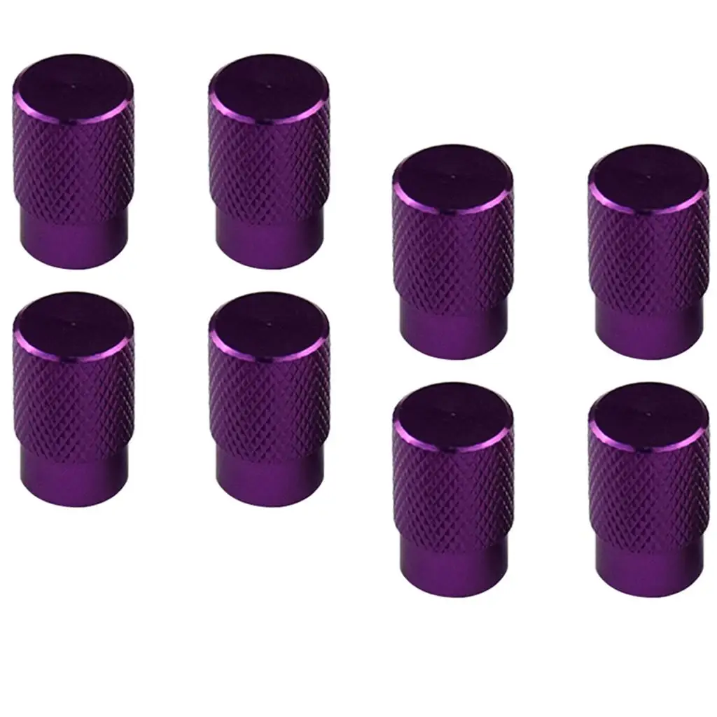 8x Aluminum Alloy Bolt-in Car Wheel Tire Stem With Dust Cap Purple