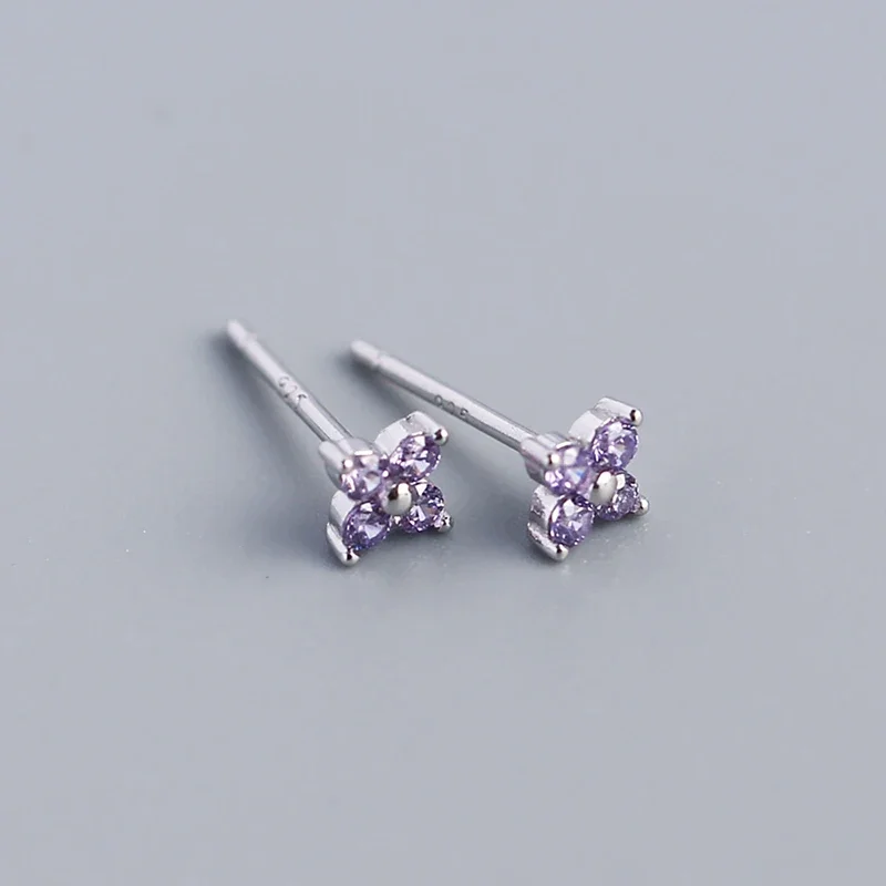 925 Sterling Silver Ear Needle Beautiful Purple Zircon Earrings Hoop Earrings Crystal Pendant Earring Fashion Wedding Jewelry