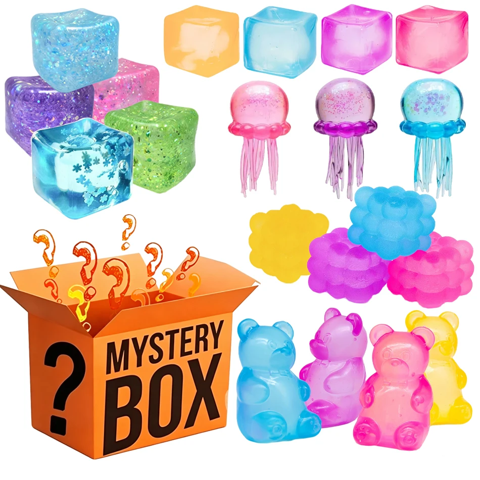 Surpris Blind Box Mystery Kawaii Jellyfish Squishy, Simulated ice Fidget Toy Cute Squeeze bear Toy Antistress Stress-Relief