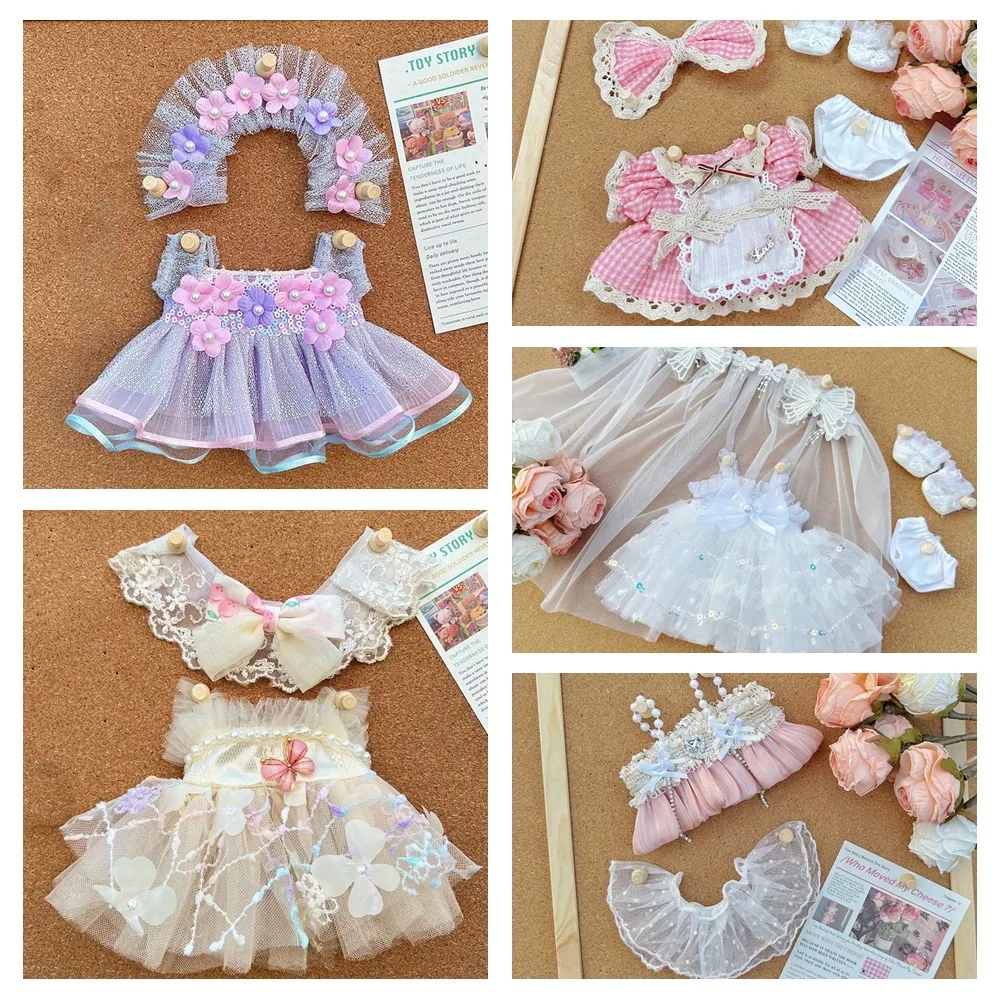 Lolita Dress 20cm Cotton Doll Clothes Wedding Dress Princess Skirt Plush Toy Clothes Dress Up DIY Clothing Idol Doll Clothes