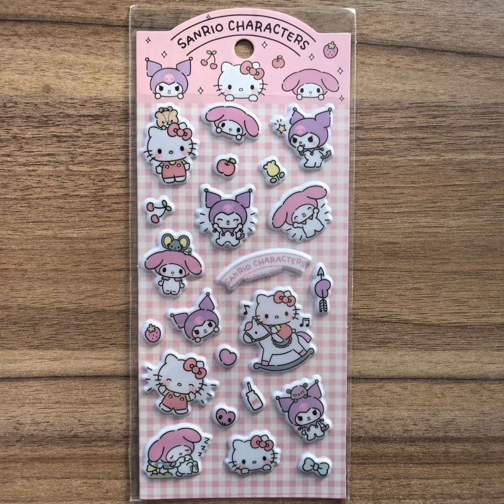 Genuine Sanrio Stickers Toys 3D Bubble PVC Hello Kitty Kuromi My Melody Cinnamoroll Sticker for Journal Notebook Girls Gifts