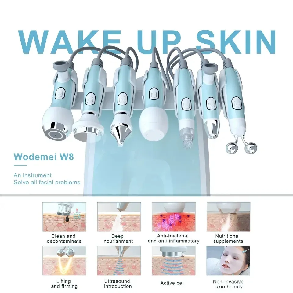 Portable 8 in 1 Multifunctional Facial Care Machine Oxygen Bubble Micridermabrasion Skin Rejuvenation Facial Whitening Device