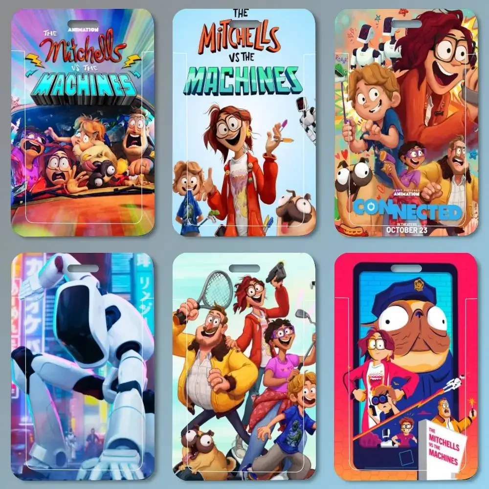 Divertido Porta Tarjetas de Identificación con Cordón de la Película The Mitchells Vs The Machines, para Mujeres, Hombres, Porta Permisos de Trabajo, para Estudiantes, Niños, Autobús
