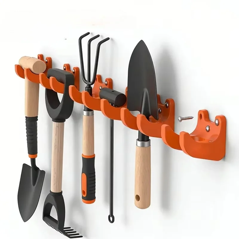 16Pcs Wall Mount Tool Hanger Set: 4 Hooks + 12 Screws,Fits Long-handle Tools, Shovels, Rakes,Garage Workshop Tool Storage Rack