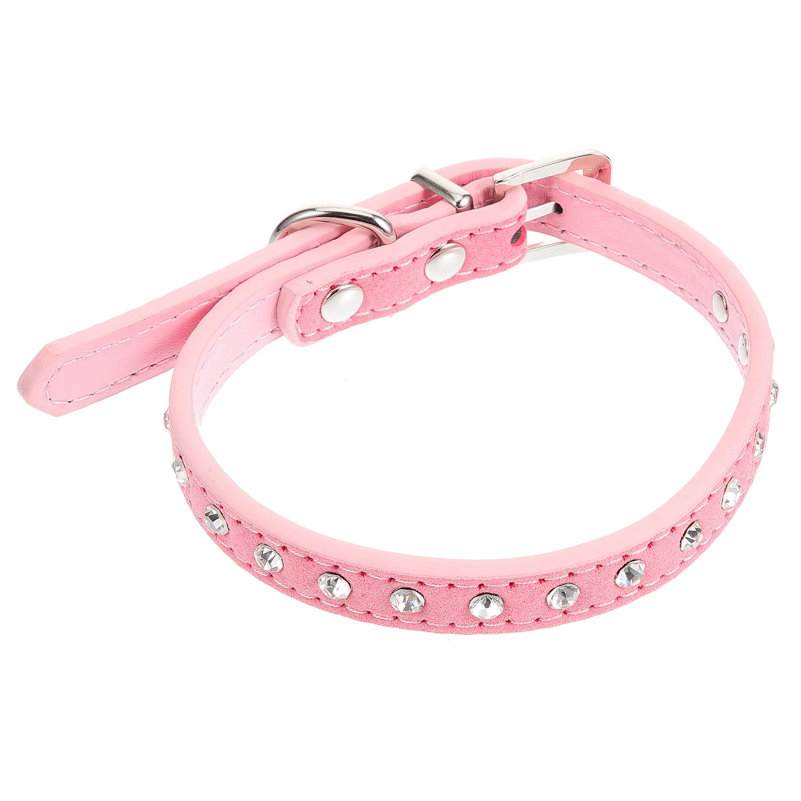

Crystal Rhinestones Decor Flower Shaped Adjustable Pet Dog Cat Puppy Safety Collar - Size S (Pink) Pet Collar