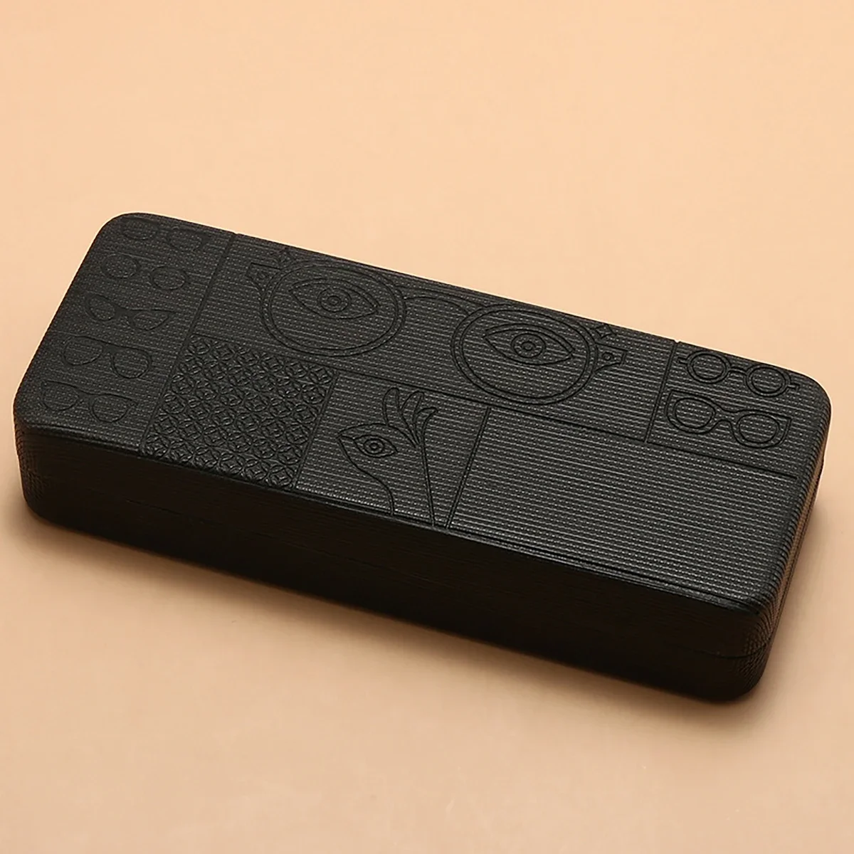 Geometric Pattern Eyeglass Case, Portable Stylish Square Eyeglass Storage Case with Embossed Design, Men's Fashion Accessory image 6
