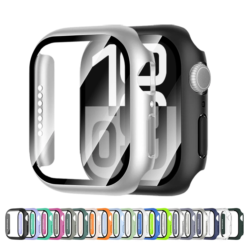 �y�Z�[�����z�����K���X�t�B���� + �J�o�[ Apple Watch �P�[�X 46mm 42mm 38 40mm 41mm 44mm 45mm �X�N���[���v���e�N�^�[ iWatch 4 5 6 7 8 9 10 11 SE�p