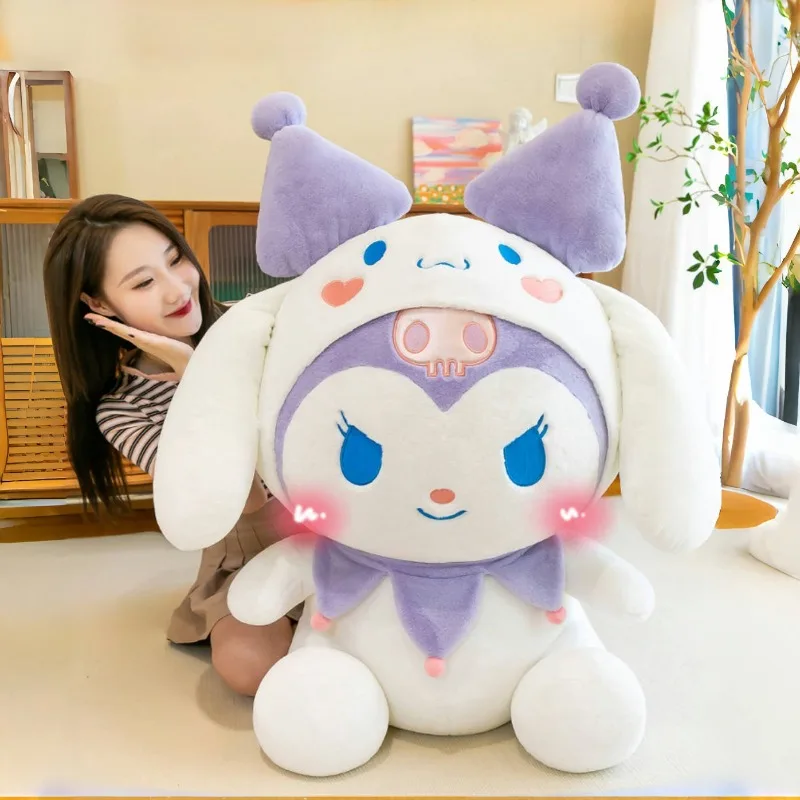 80/100 Cm Large Size Sanrio Kuromi Cross-dressing Cinnamoroll Plush Stuffed Doll Kawaii Children\'s Toy Cartoon Birthday Gift