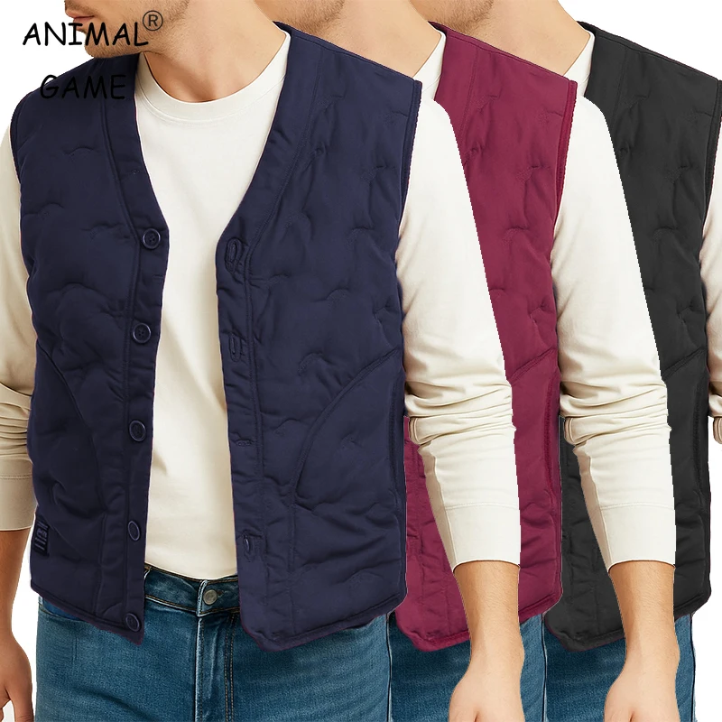 

Autumn Men's Jacket Vest Waterproof Button Sleeveless Coats Outdoor Warm Casual Jackets Lightweight Thick Sherpa Lined Vests