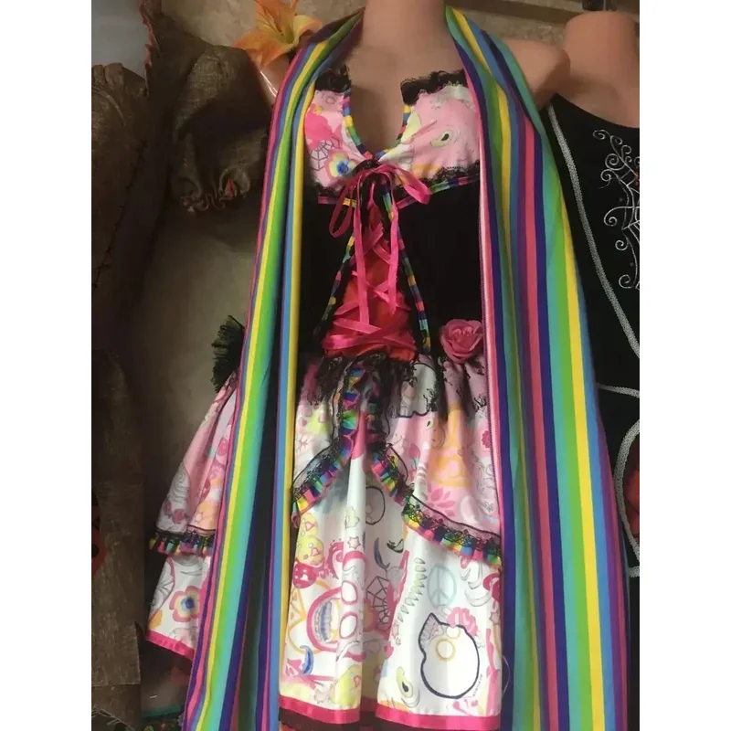 المرأة المكسيكية يوم الموتى الرعب غيبوبة الجمجمة زي الكبار زهرة الجنية أشباح العروس تأثيري فستان حفلة الهالوين