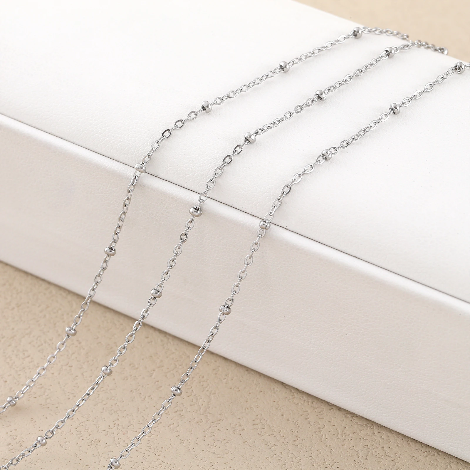 1/3pcs/Lot 2mm Silver Color Small Cross Chain Beads Chains Stainless Steel 18