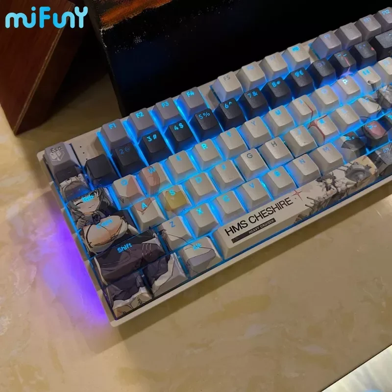 Imagem -05 - Mifuny Keycaps Anime Grupo Hms Cheshire Keyboard Key Bonito Pbt Cereja Perfil Gaming Key Caps para Acessórios de Teclado Mecânico