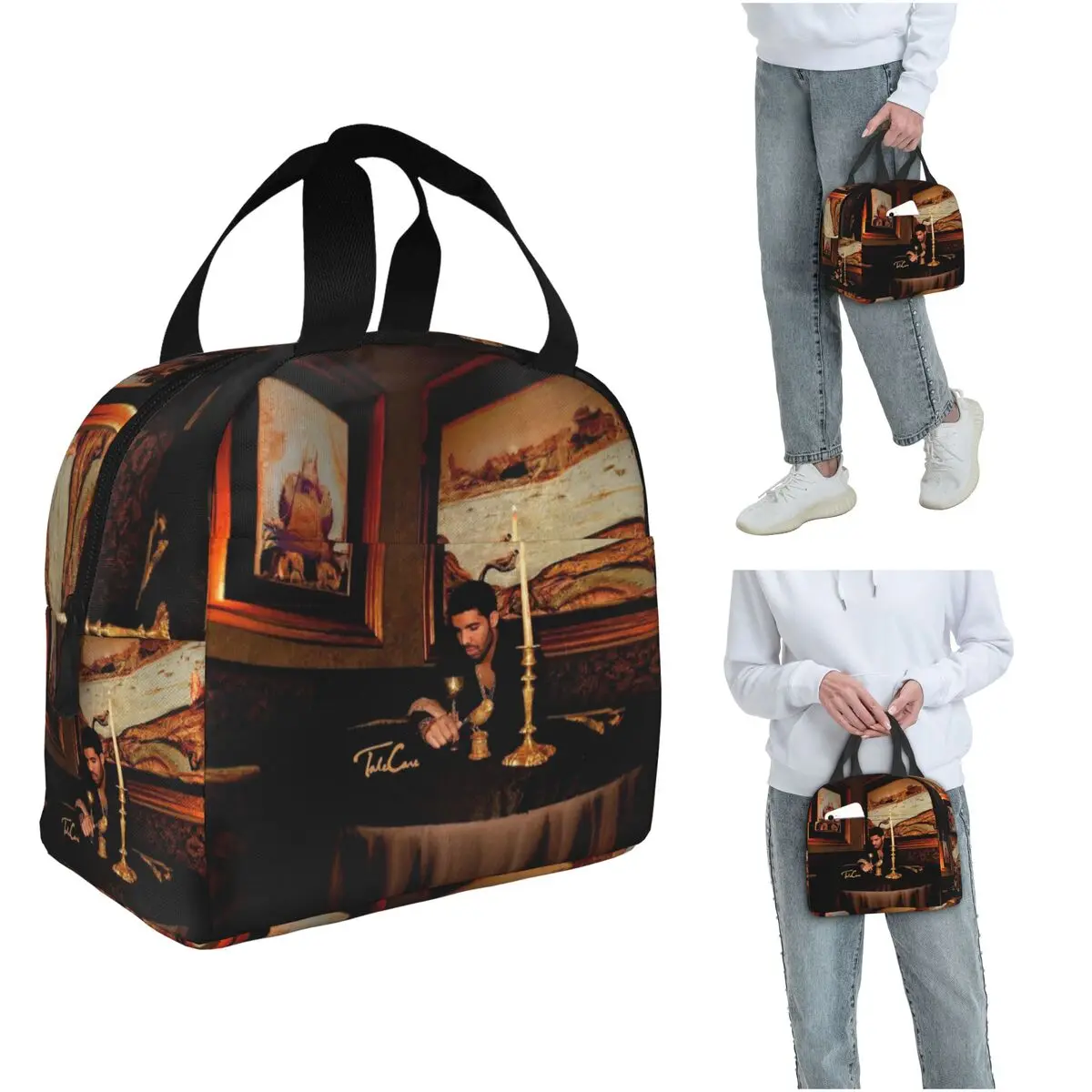 Hip Hop Rapper Drake Take Care Album Insulated Lunch Bag for Women Kids Portable Food Boxes Thermal Lunch Box Tote