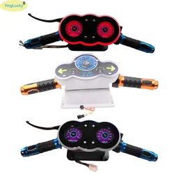 Super Motorcycle Steering Wheel, LED Handlebar with Gauges, DIY Kit Arcade Children's Simulation Racing Video Game Machine