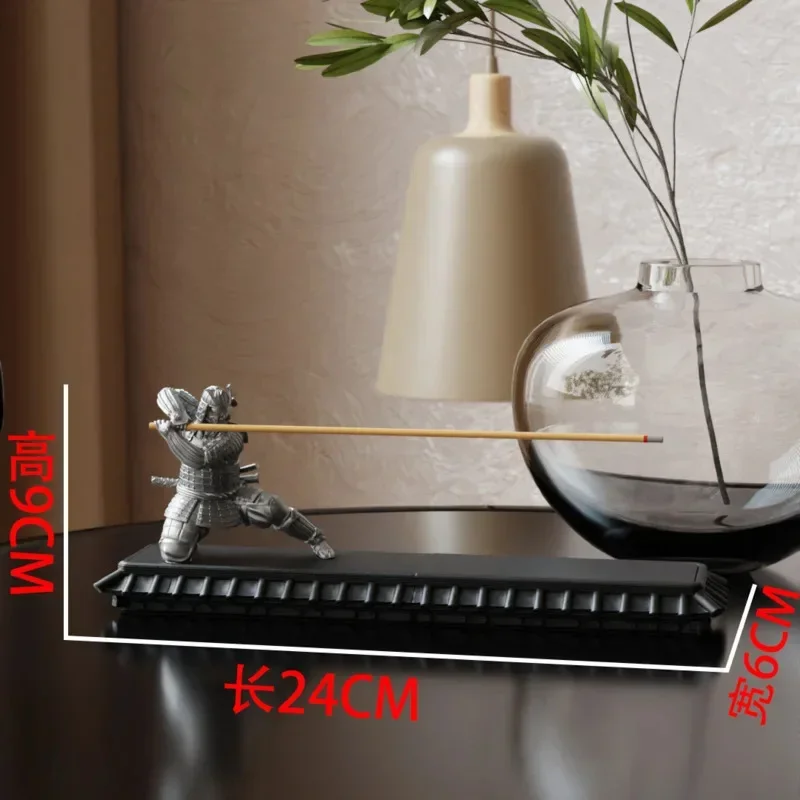 Samurai Incense Burner Stick Holder Ash Catcher Zen Indoor Desk Study Room Statue Ornament Home Decor Aromatherapy Gift