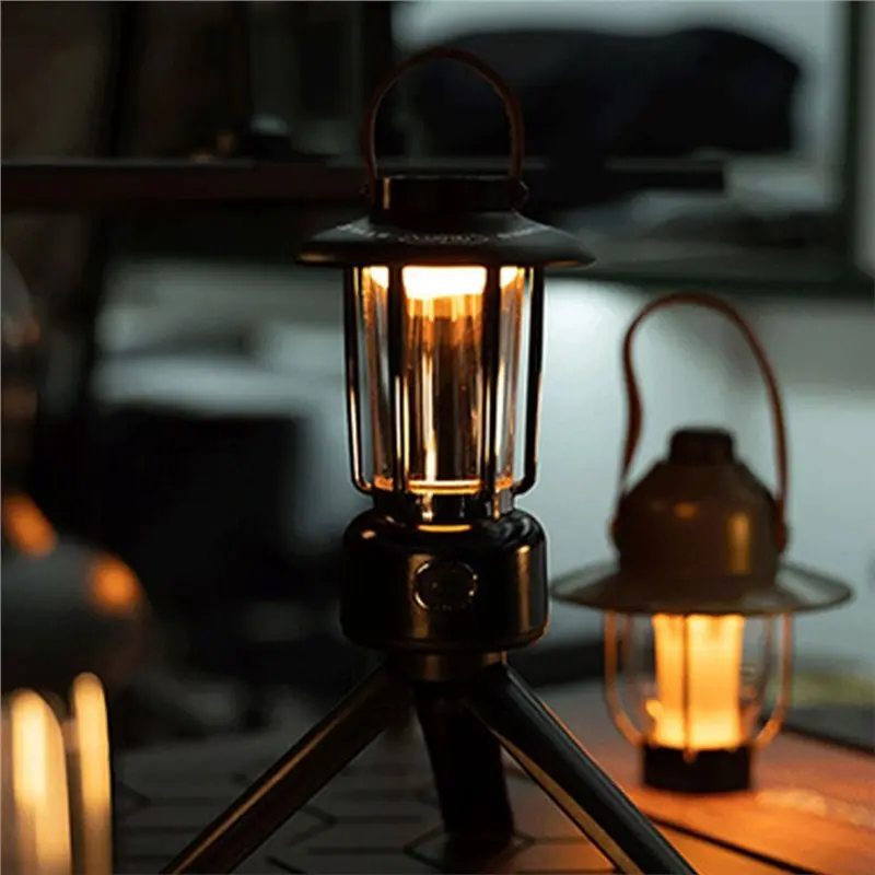 YWDZ-USB Rechargeable LED Outdoor Mini Metal Horse Light Camping Light Pinecone Ambient Light 1/4 Threaded Port Mounting Bracket