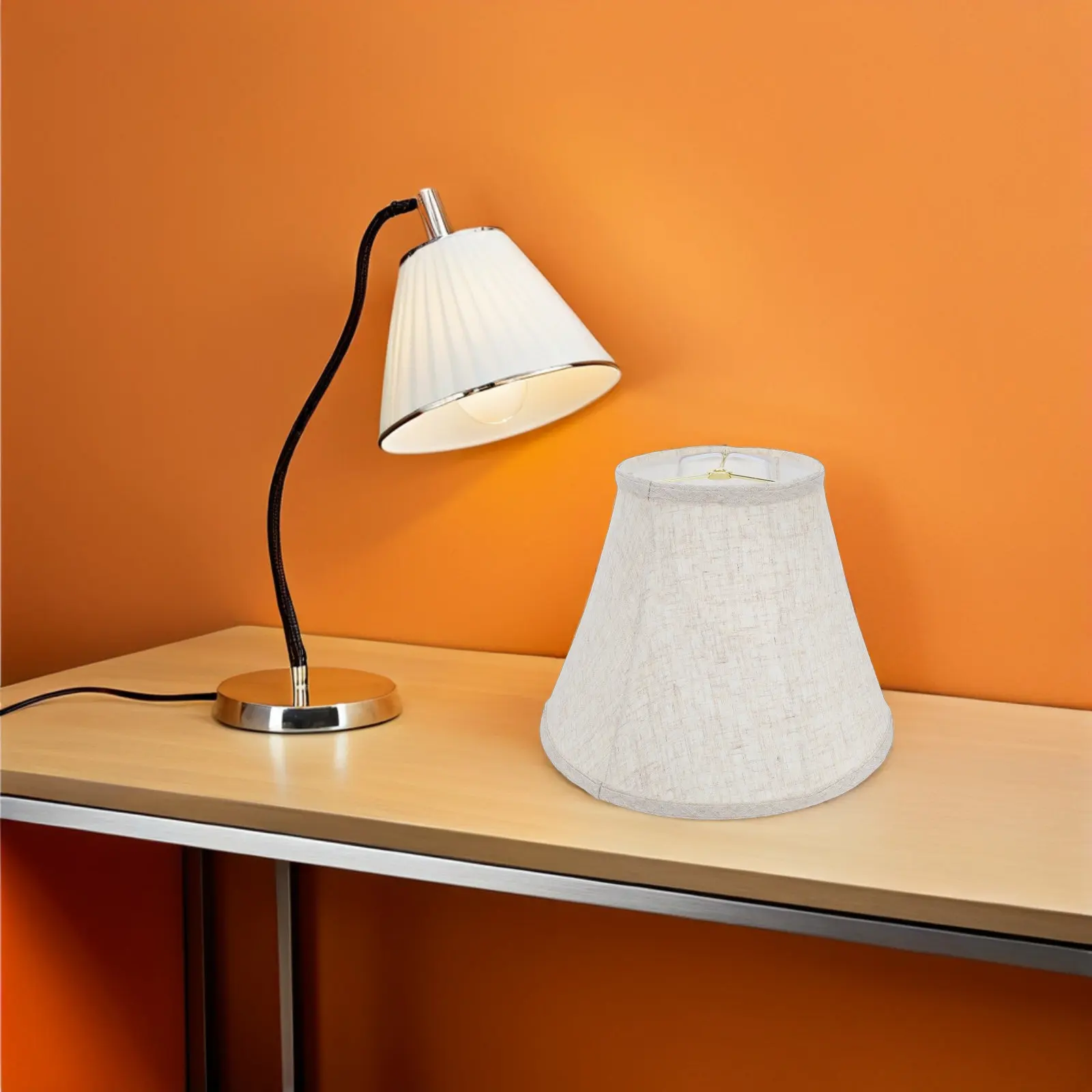 Folding Linen Bell Lamp Shade 13x9x7 Inch Tapered Modern Decorative Lampshade for Living Room Bedroom Table Desk Floor Light