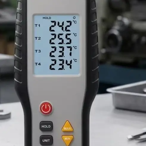 HT-9815 4 Channel Digital Thermocouple Thermometer Type K Probe -200 To 1372C Backlit LCD For HVAC Lab Industrial Testing Tool