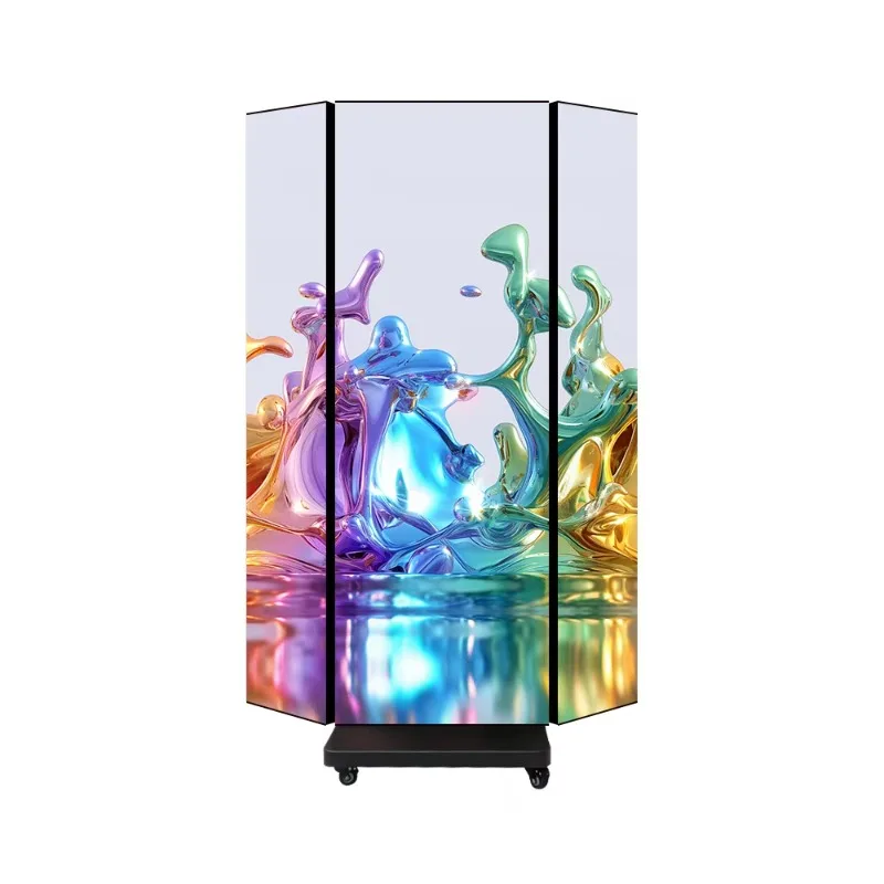 Indoor P2.5 P2 P1.25 P1.53 HD 4K Double-sided  Poster Display Portable  Tri-fold Poster Screen for Store Advertising