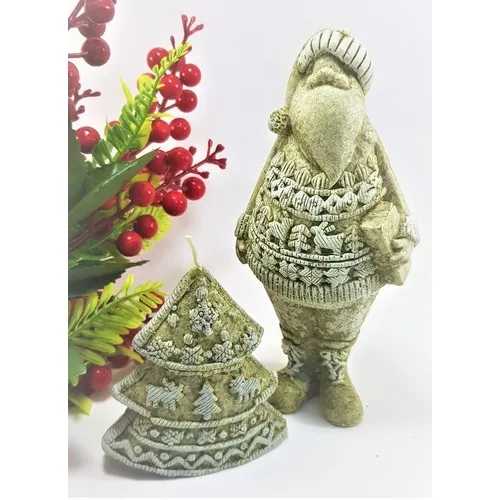 TM Design Christmas Santa Claus and Pine Tree Shaped Candle