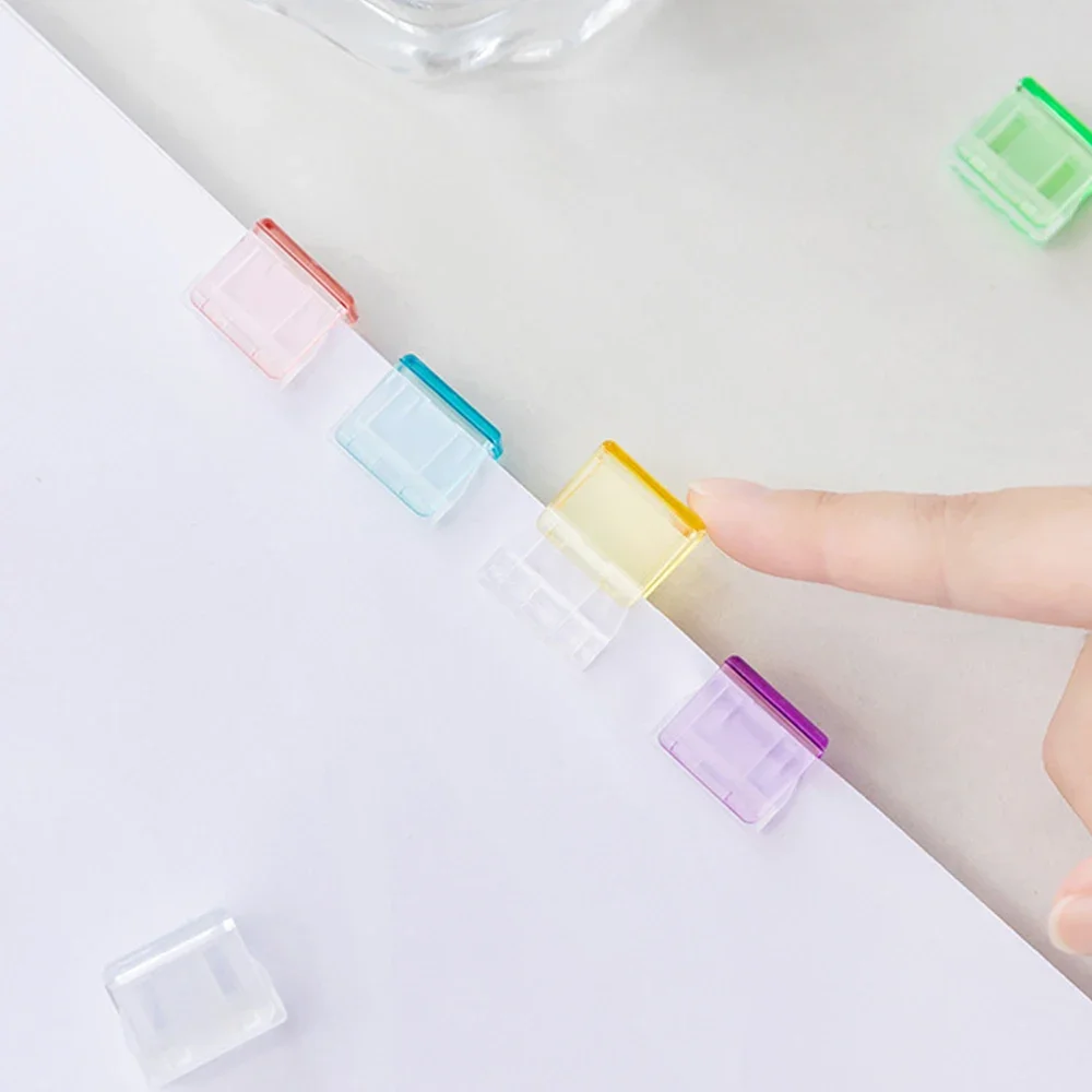 Translucent Colored Plastic Paper Clips Push Clip For Book Papers File Document Classification Clamp School Storage Stationery