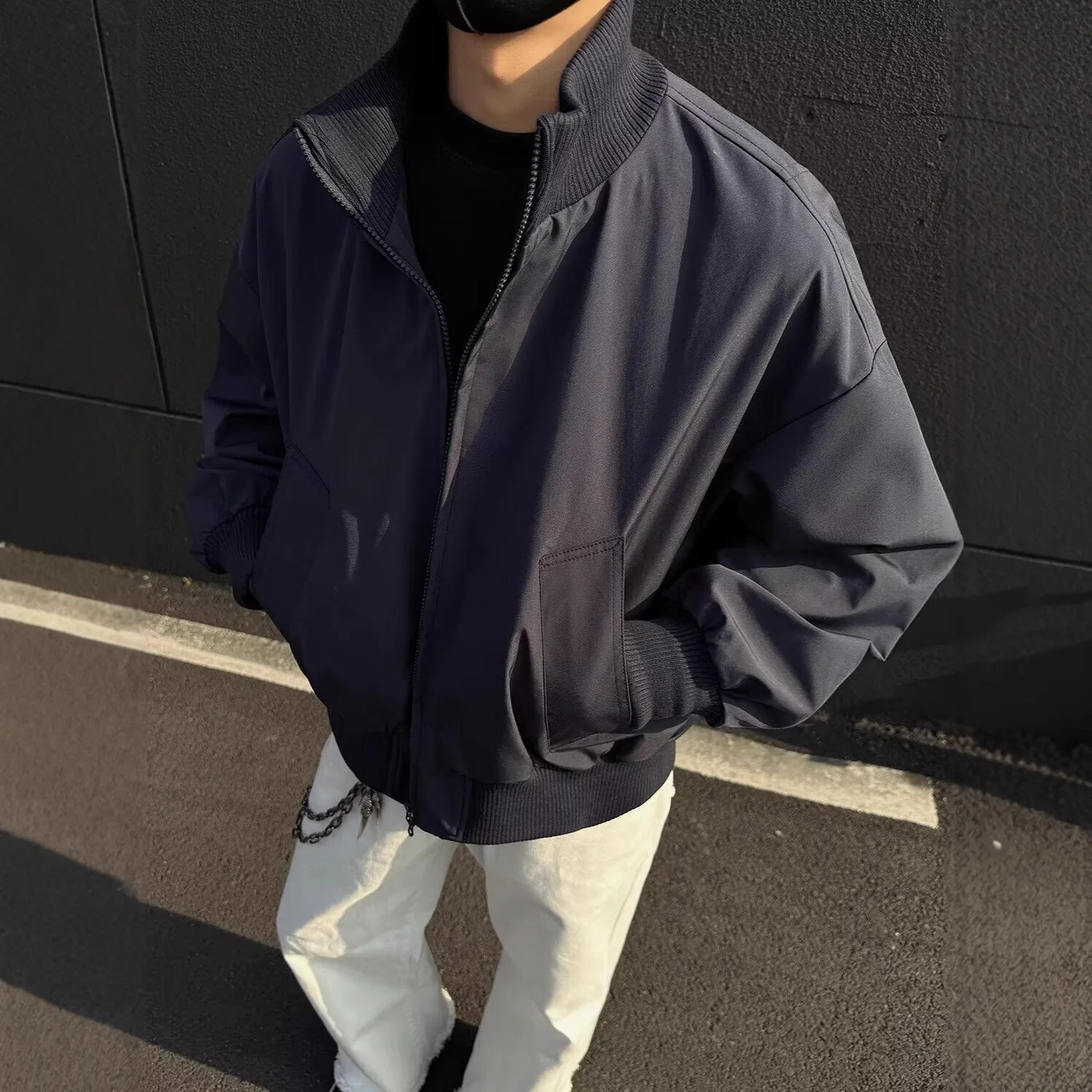 

Весеннее новое свободное повседневное свободное мужское джато в американском стиле, модная универсальная верхняя одежда с воротником-стойкой, пальто