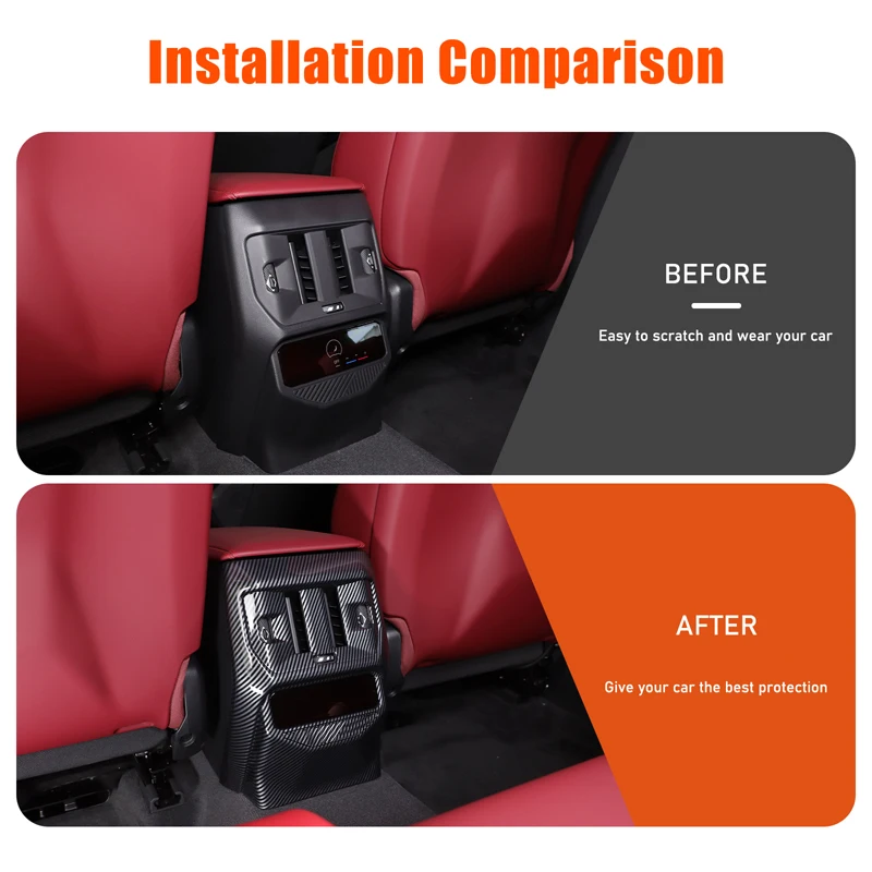 For BMW X3 G45 2025 ABS Carbon Fiber Car Rear Air Conditioner Air Outlet Panel Anti Kick Cover Trim Decoration Accessories