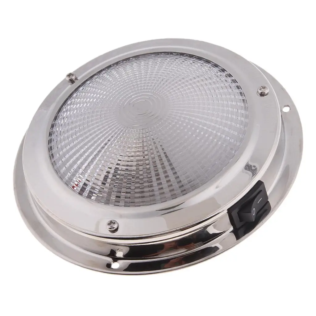 12V 10W Stainless Steel Marine Boat Ceiling Cabin Dome Interior Light Warm White color Dia 138mm