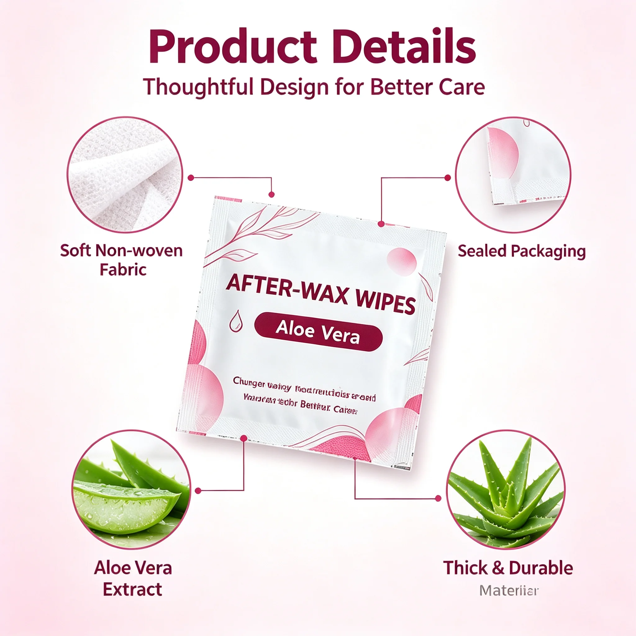 Disposable Post-Wax Care Wipes Single Sachet Aloe Vera Soothing Skin Wax Residue Removal Suitable for All Skin Types
